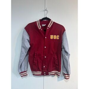 USC Trojans‎ Jacket Mens Small Red Gray NCAA Football Third Street Varsity